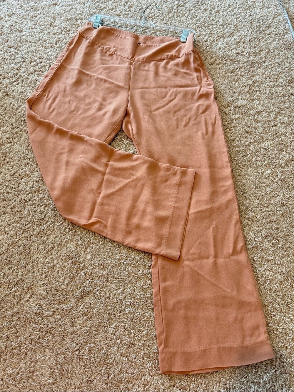 Eileen Fisher Wide-Leg Silk Pants in Peach Terracotta